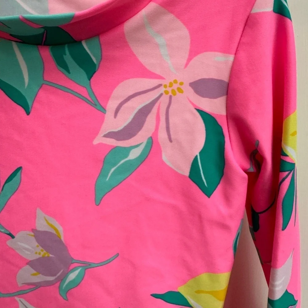 NWOT Carter’s 2T Girls Hot Pink Tropical Floral Long Sleeve Rashguard Swimsuit
